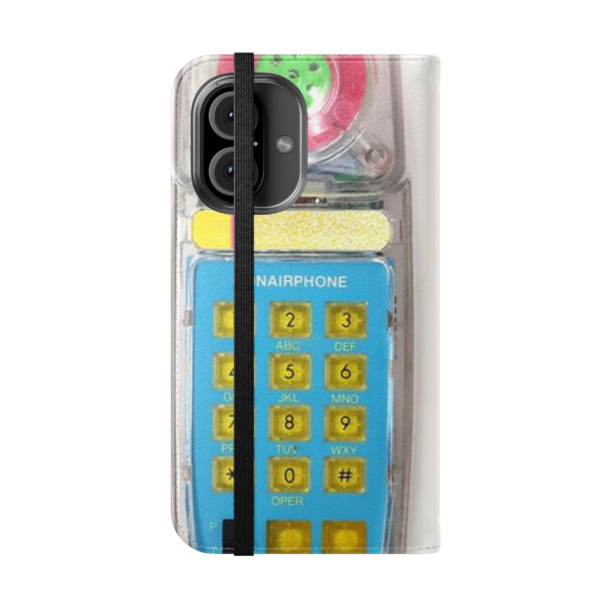 Retro 80s neon transparent flip phone case - Folded Front