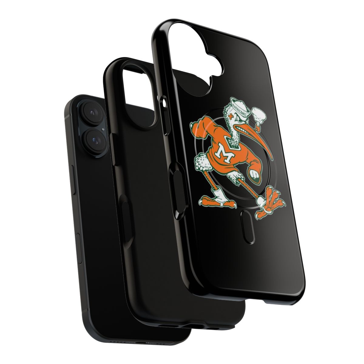 Vintage-style phone case featuring the Sebastian Ibis mascot of the University of Miami Hurricanes sports teams. - Layers