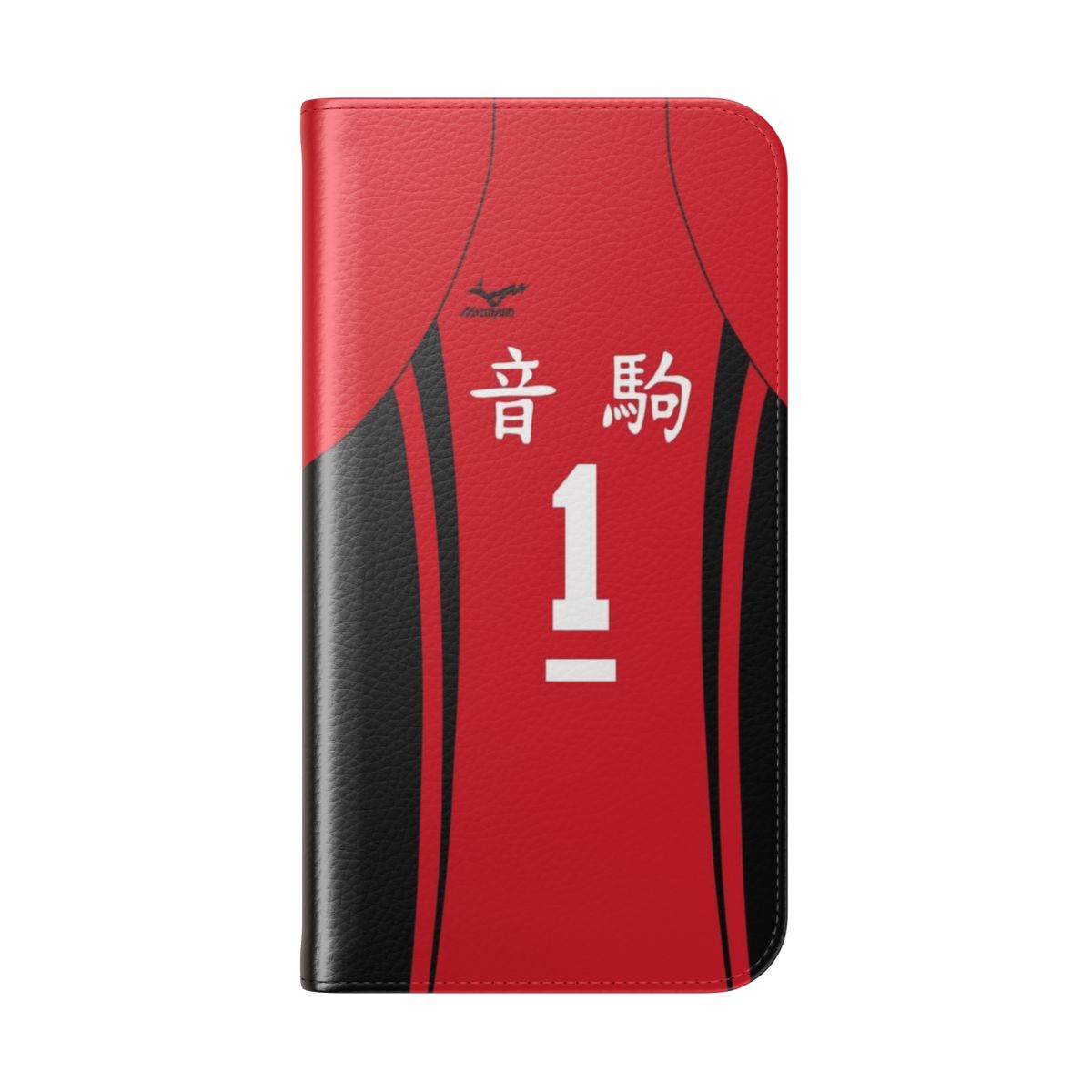 Nekoma High School jersey-inspired flip cover phone case featuring Kuroo Tetsurou - Folded Back