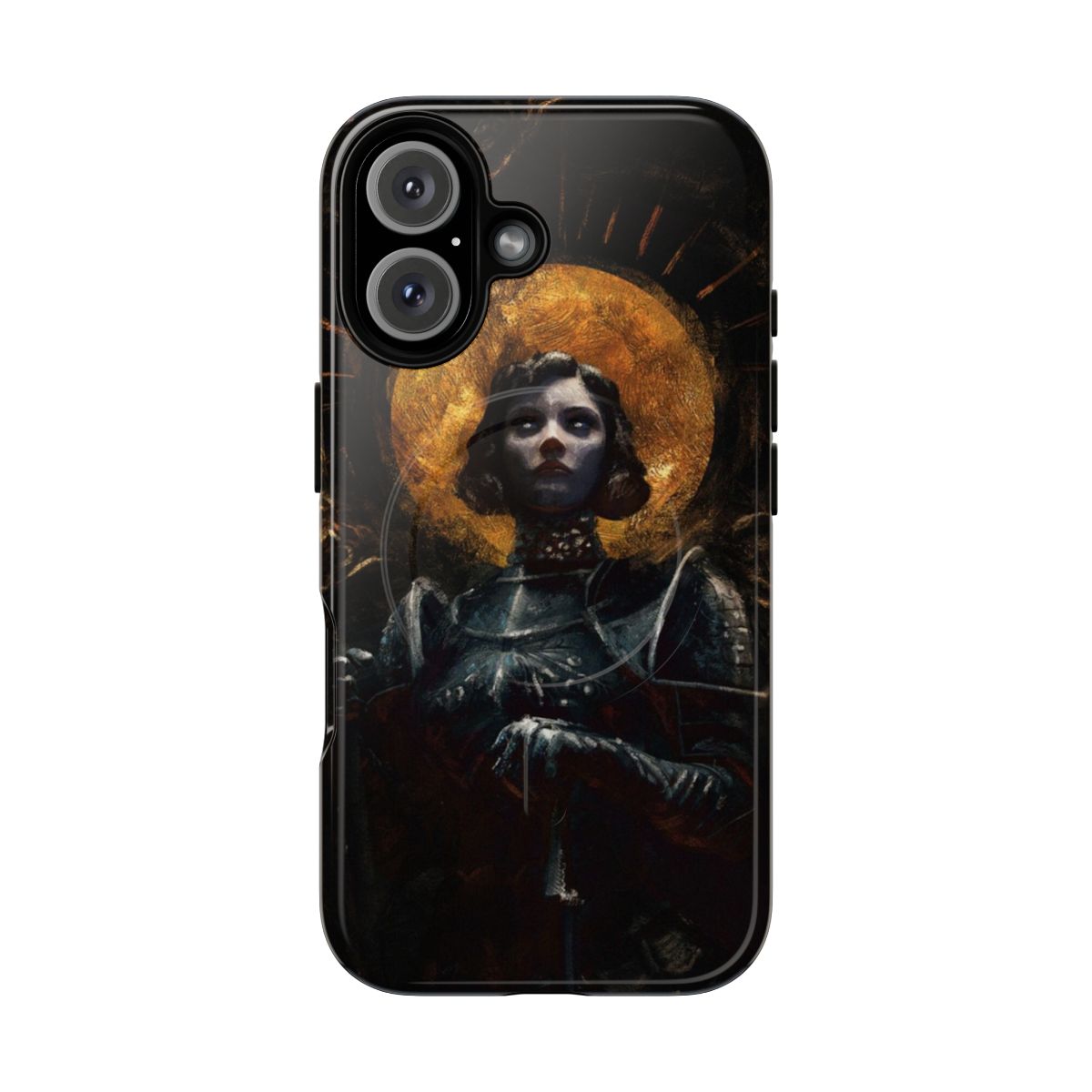 Tough and magnetic phone case with image of Joan of Arc