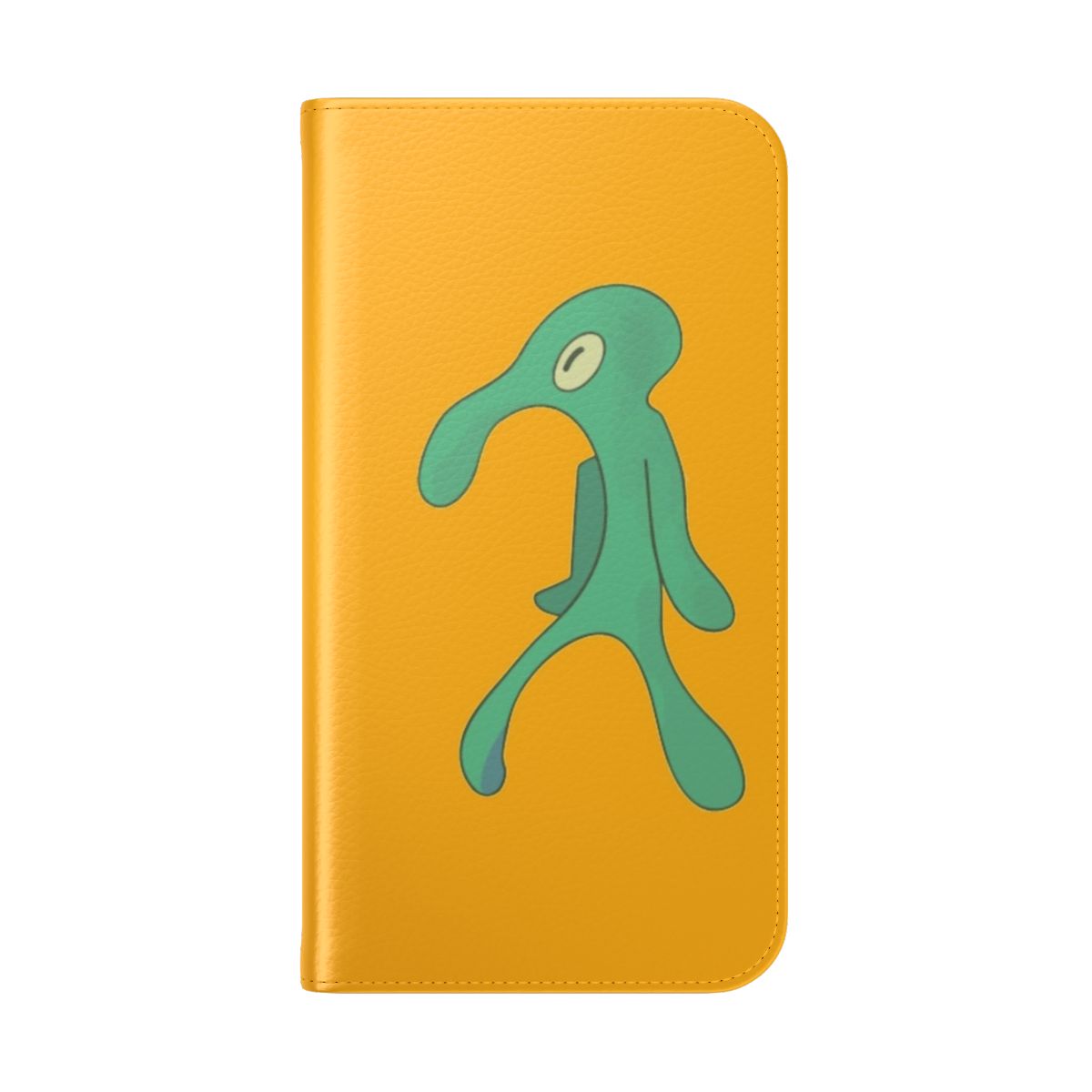 Bold and Brash Transparent Flip Cover Phone Case with Spongebob and Squidward Meme Designs - Folded Back