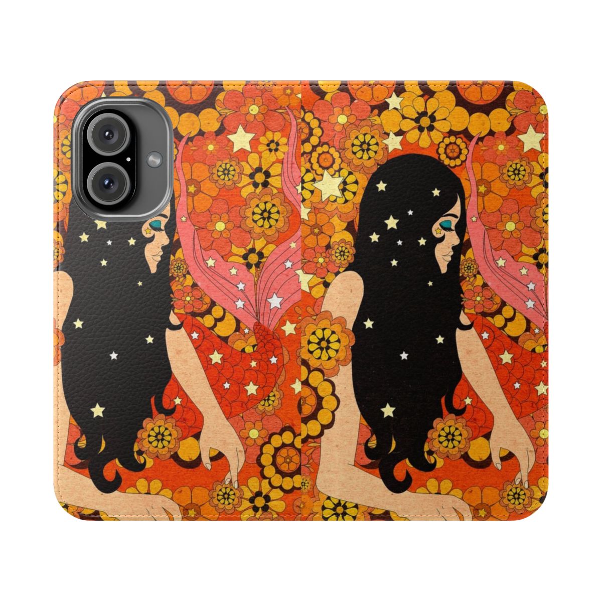 Cosmic Mermaid Retro Phone Case with Psychedelic Mermaid Design