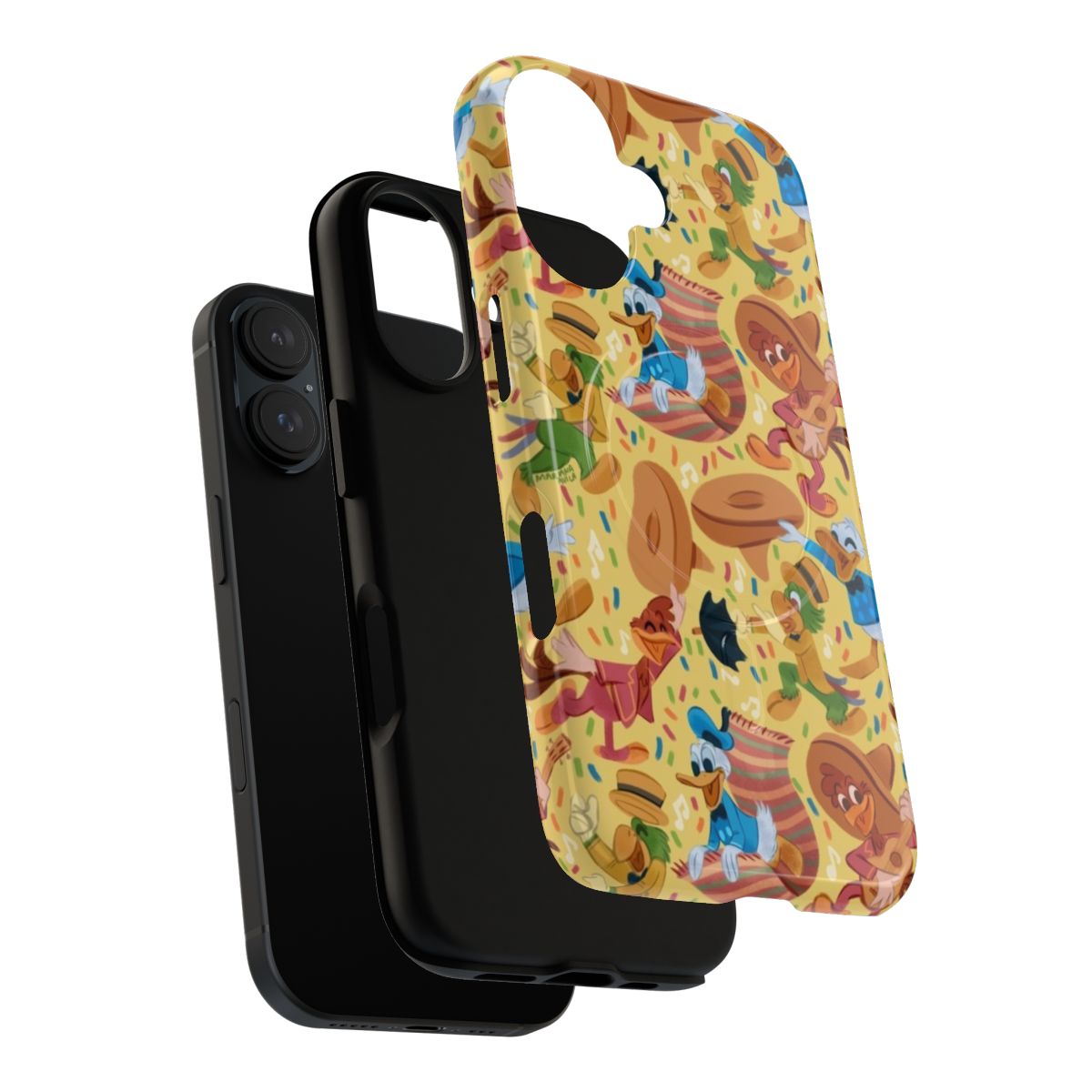 Colorful phone case with Mexican-inspired design featuring birds and zarape pattern - Layers