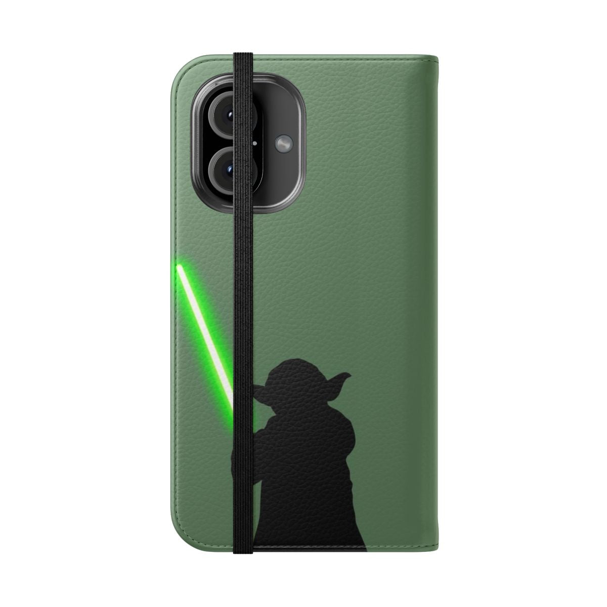 Greenery Flip Phone Case featuring Yoda and Lightsaber design - Folded Front