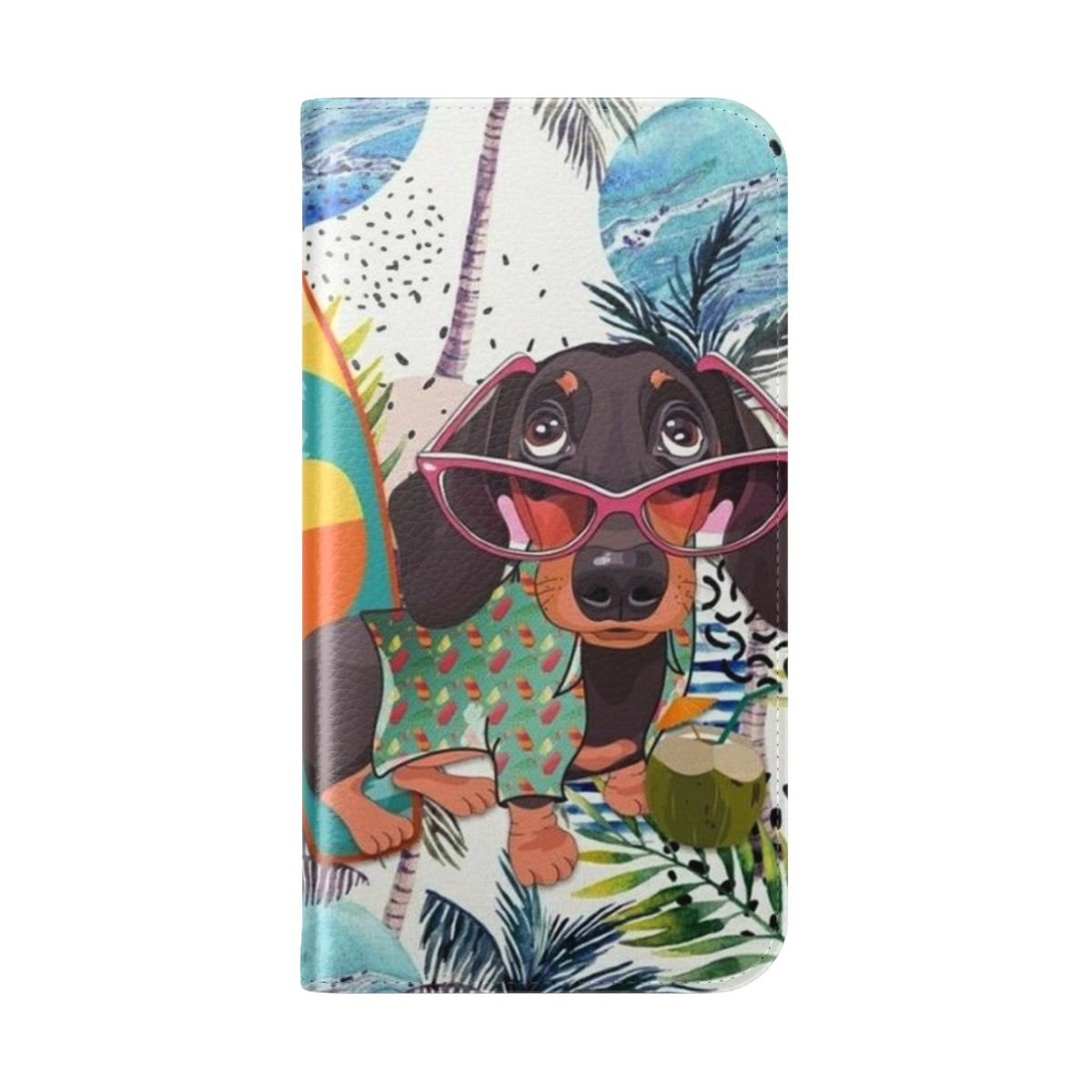 Vibrant dachshund dog artwork on a phone case - Folded Back