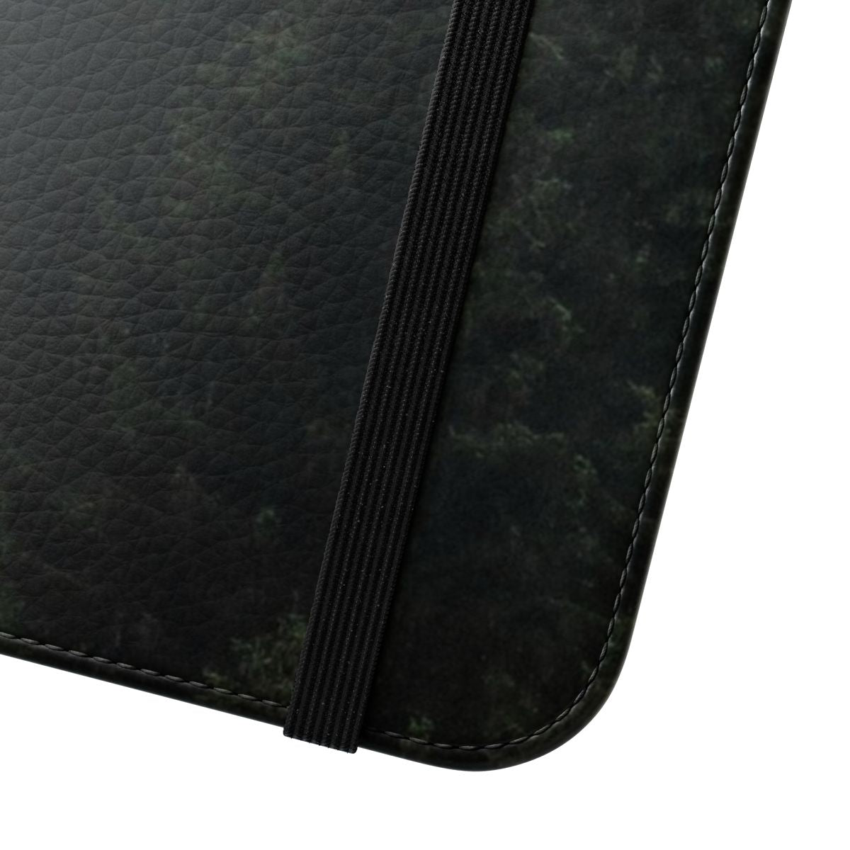 Flip cover phone case featuring a misty, foggy fairytale forest with Cascadia trees covered in magic fog. - Close Up