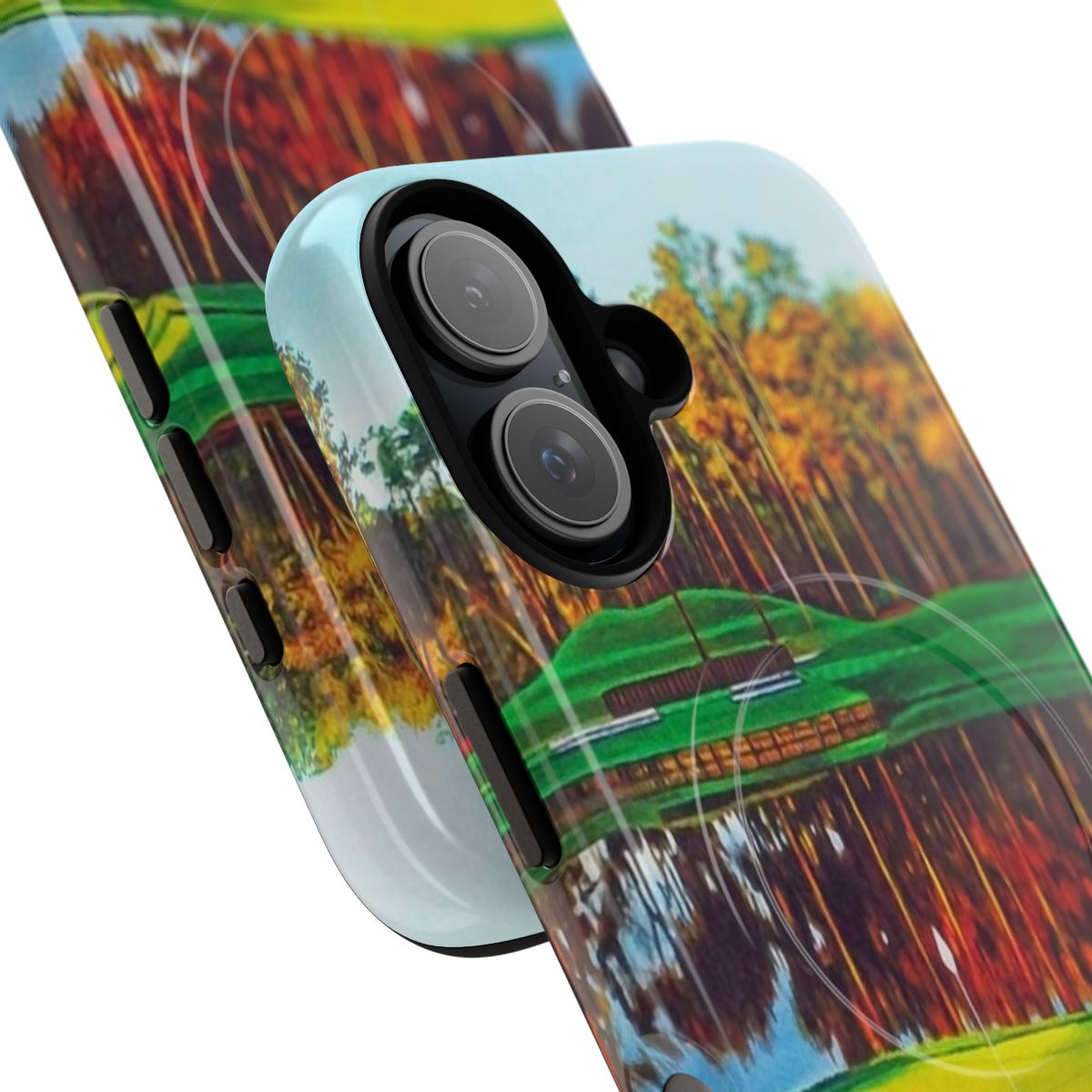 Phone case with a vibrant image of the 17th hole at the TPC Sawgrass golf course - Detail