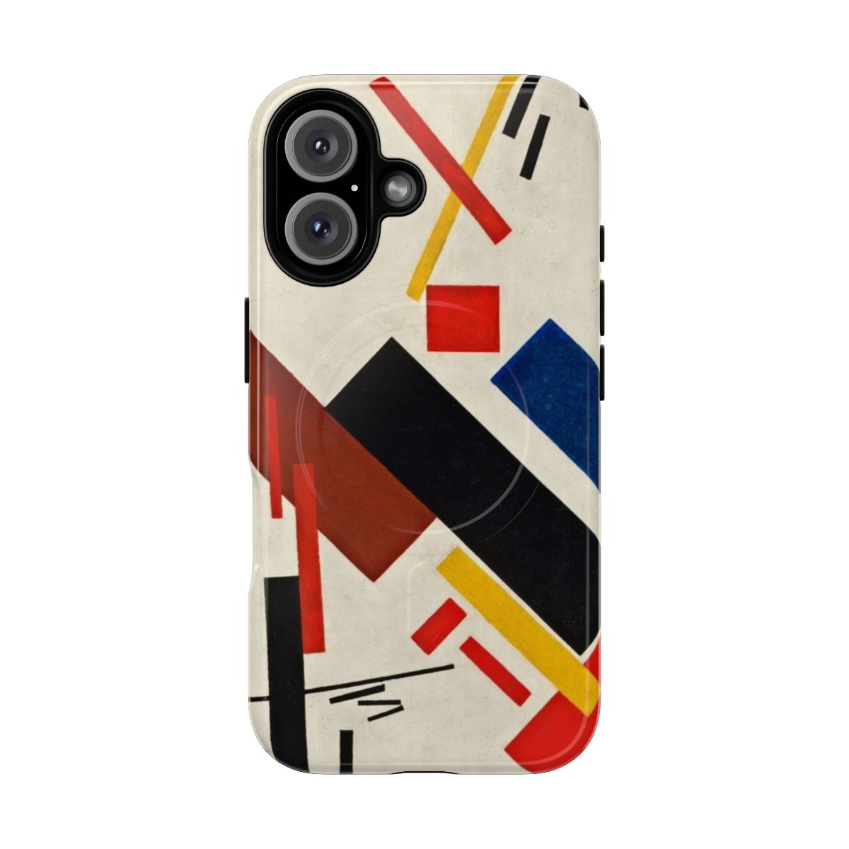 A tough, magnetic phone case featuring the abstract artwork "Stroyuschiysya Dom" by renowned artist Kazimir Malevich.