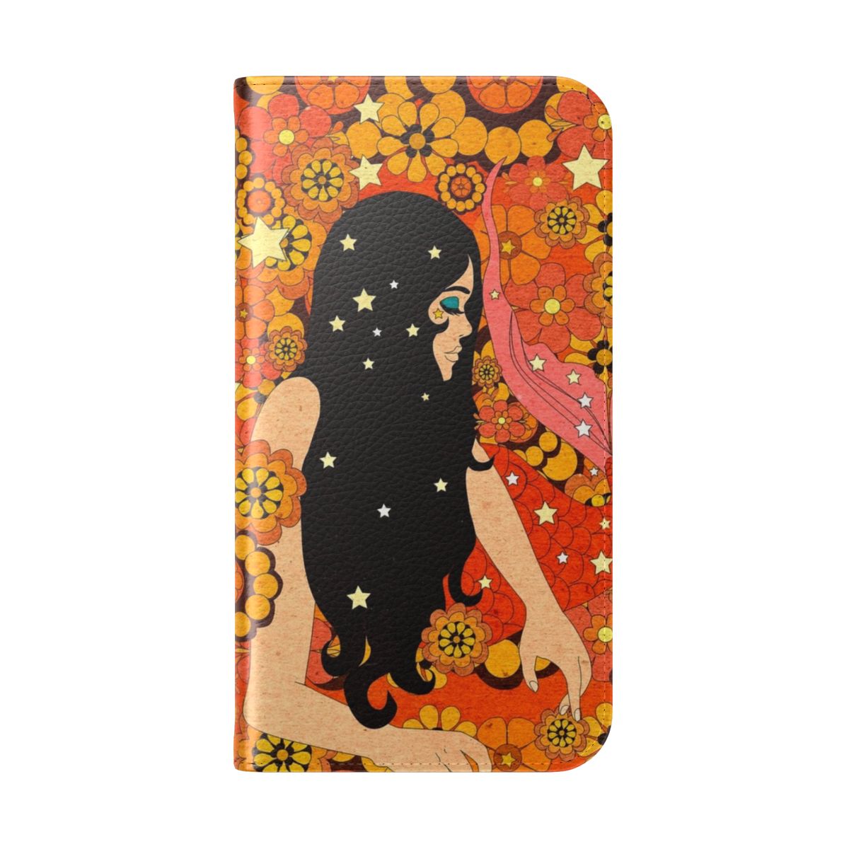 Cosmic Mermaid Retro Phone Case with Psychedelic Mermaid Design - Folded Back