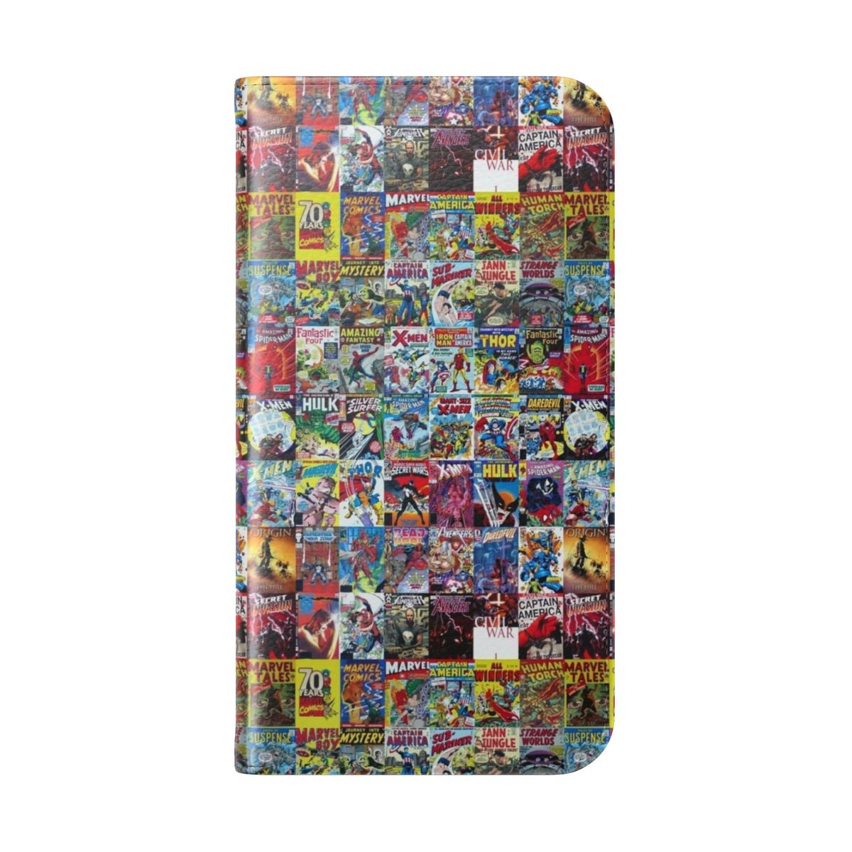 Superhero-themed flip cover phone case - Folded Back