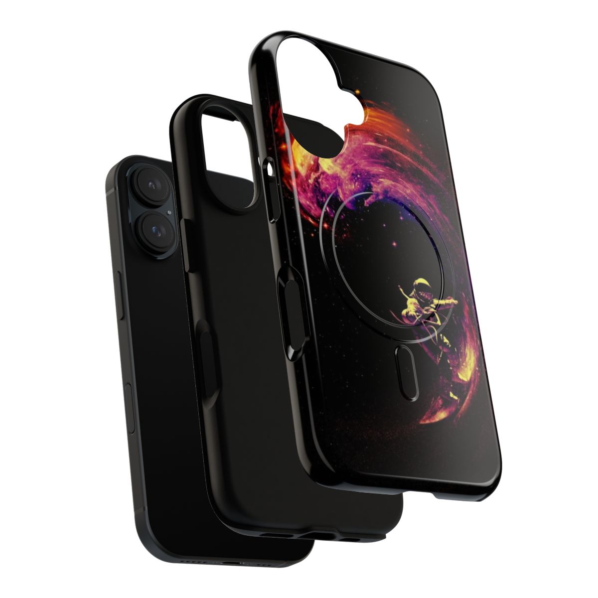 Vibrant cosmic surf-inspired phone case with stars, planets, and galaxies - Layers