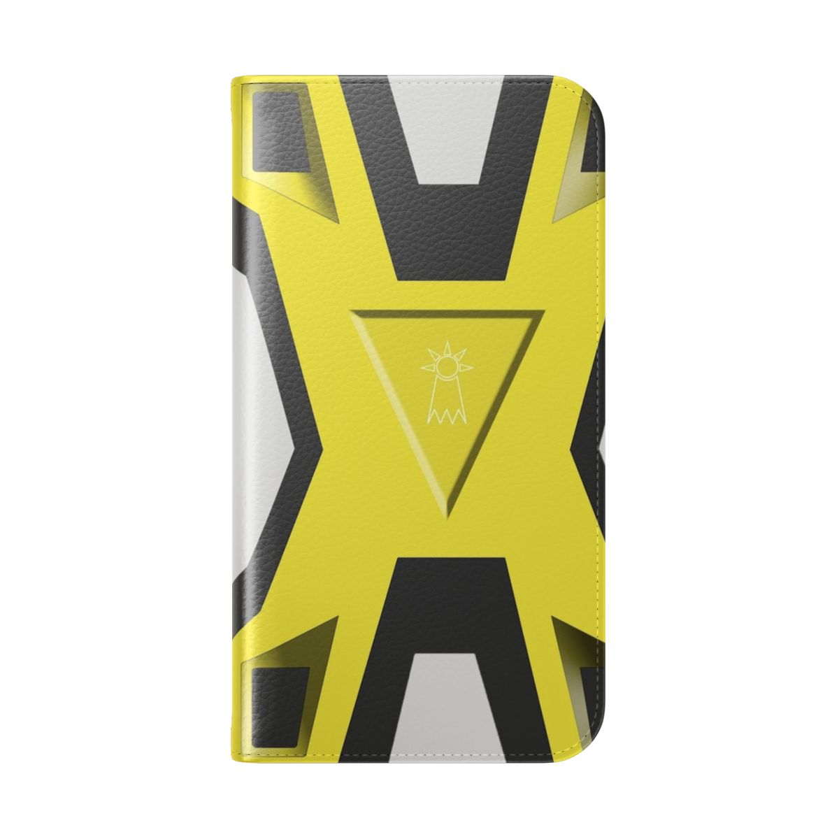 Anime-inspired Crest of Hope flip phone case featuring Digimon characters like Patamon, Angemon, MagnaAngemon, and Seraphimon - Folded Back