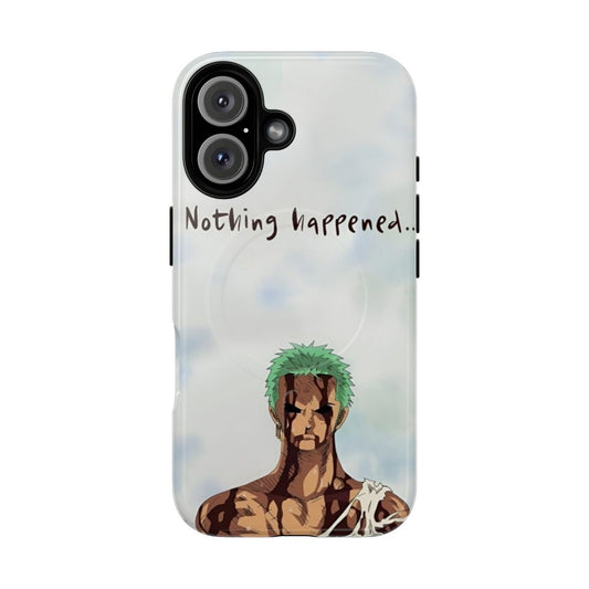 Magnetic tough phone case featuring the character Zoro from the popular anime and manga series, One Piece.