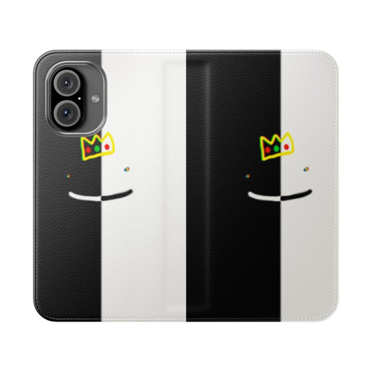 Ranboo-themed flip cover phone case with Enderman and Dream SMP elements