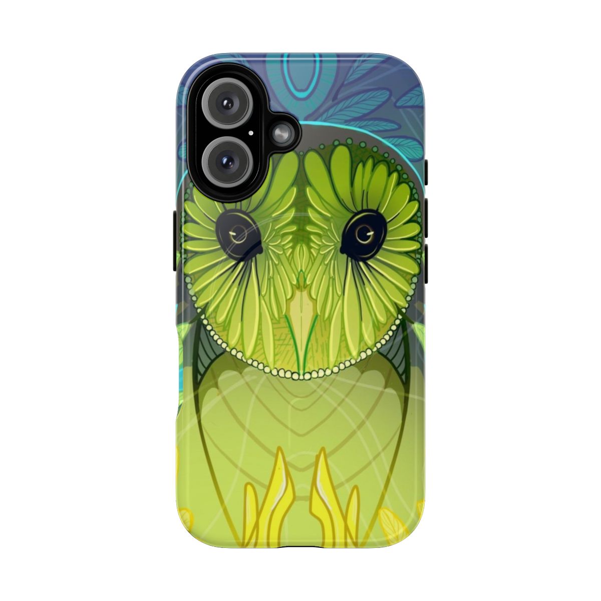 Colorful and symmetrical owl-themed magnetic phone case