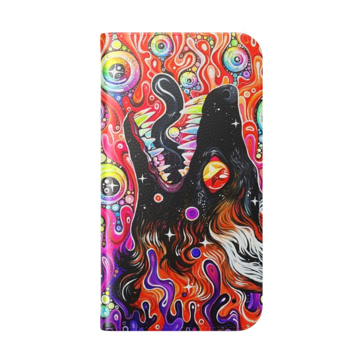 Vibrant psychedelic fox design phone case cover - Folded Back