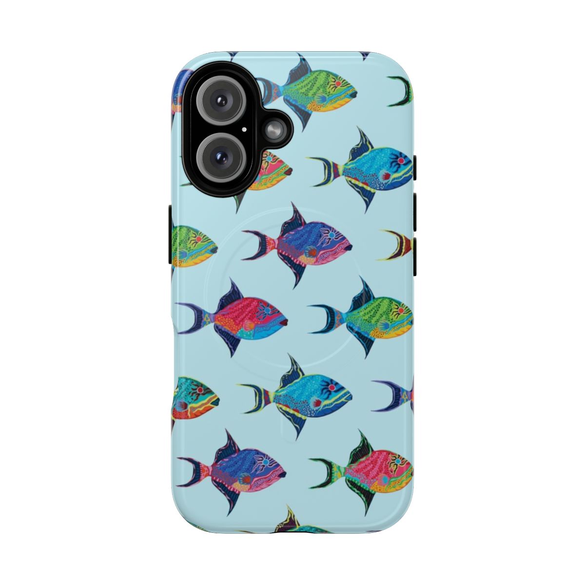 Vibrant Queen Triggerfish Phone Case with Colorful Tropical Fish Design