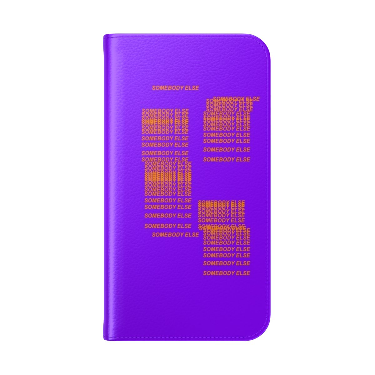 Stylish phone case with purple and orange graphics inspired by The 1975 and Kanye West - Folded Back