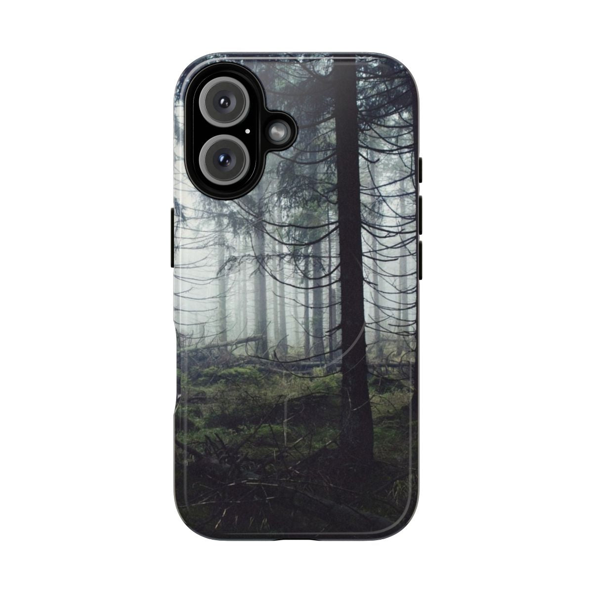 Enchanting phone case featuring a dreamy, misty forest landscape