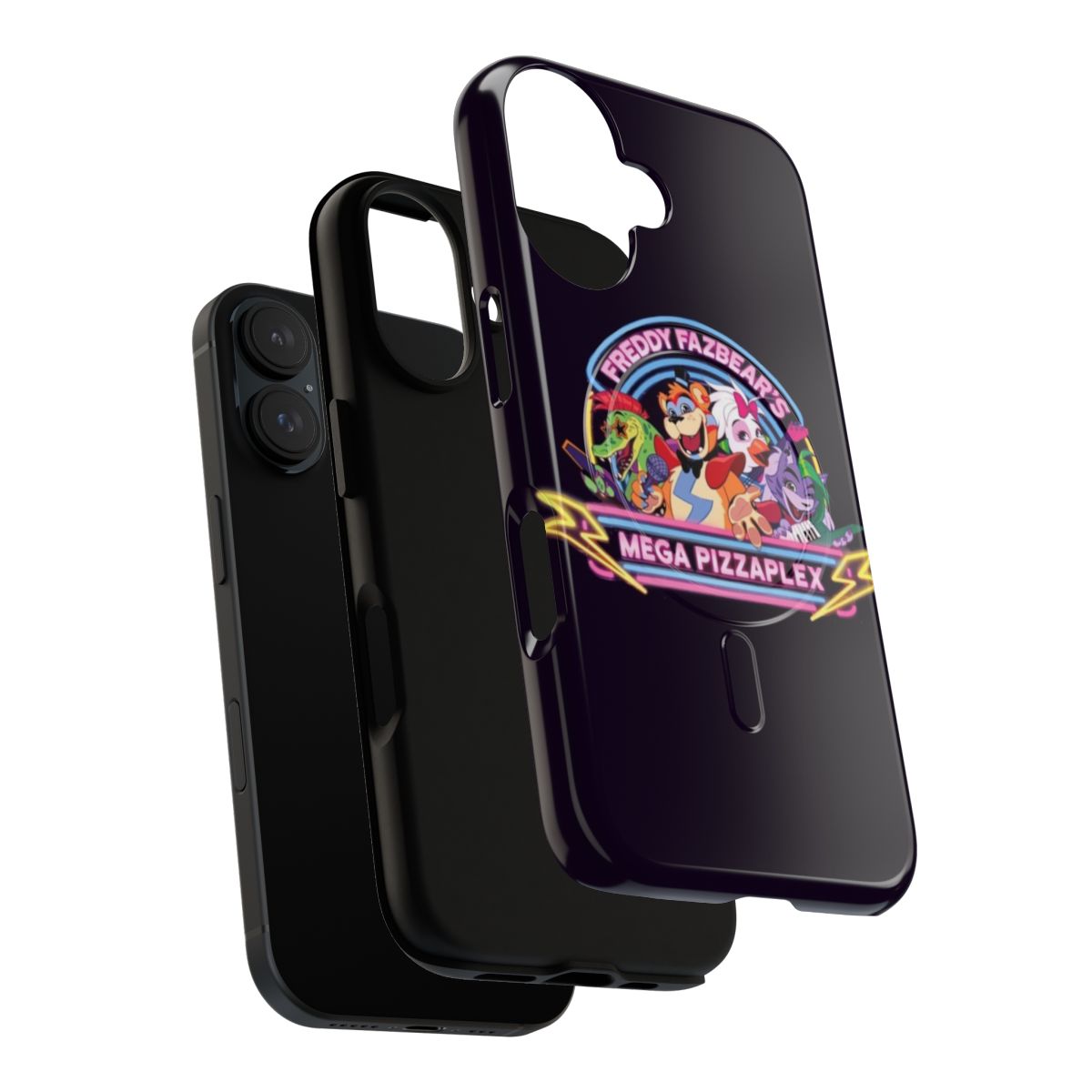 Durable and customizable phone case featuring characters and elements from the FNAF Security Breach video game. - Layers