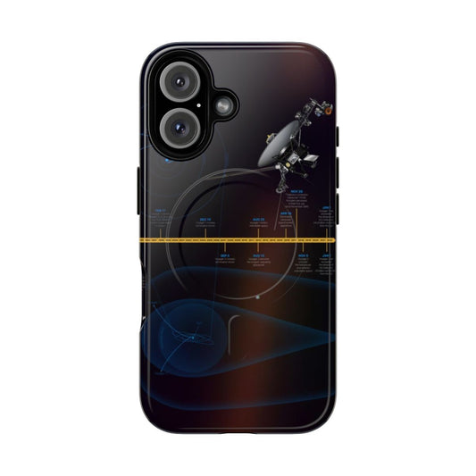 Retro NASA Voyager Mission Timeline Magnetic Tough Phone Case featuring pale blue dot and Voyager 1 golden record