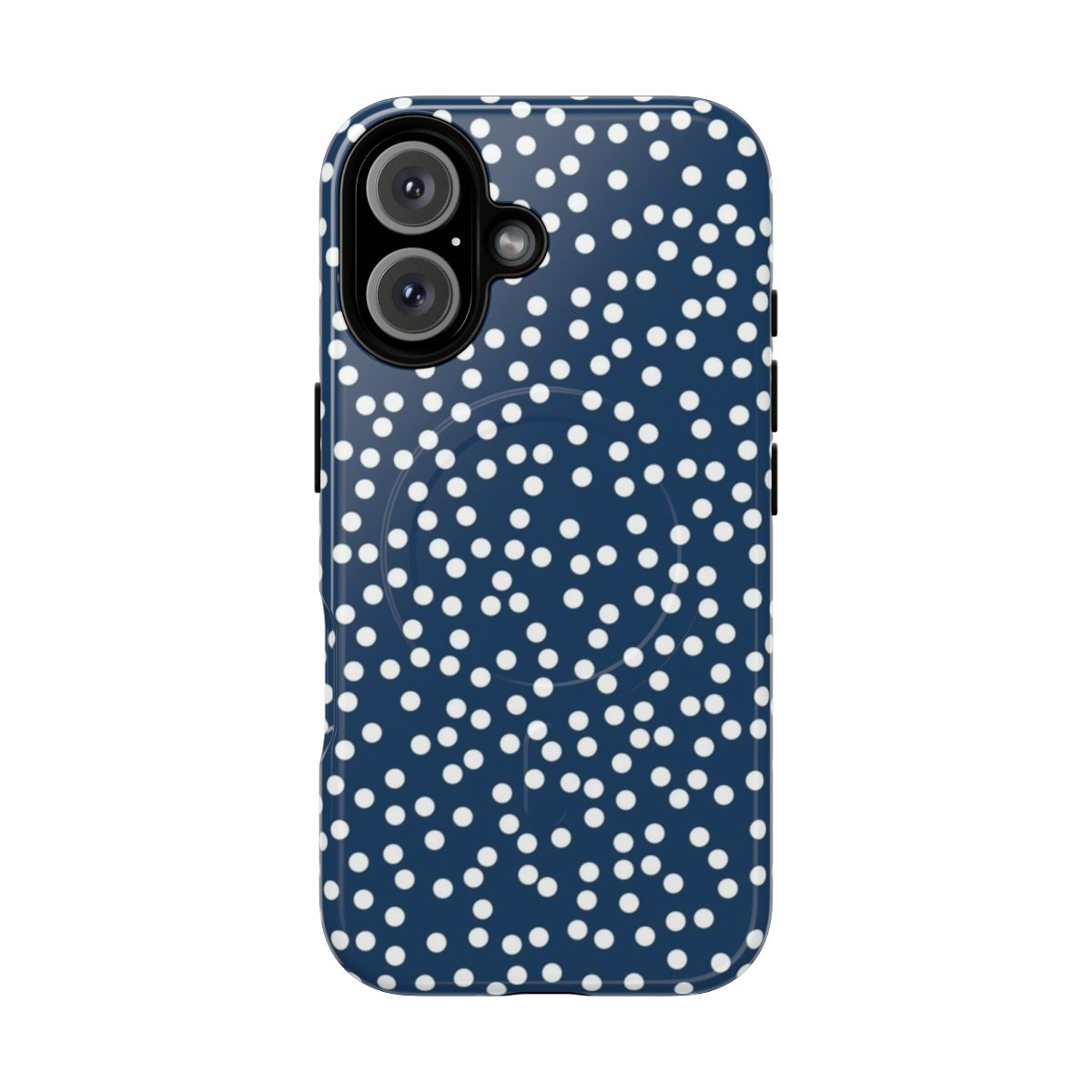 Petrol blue and white polka dot pattern magnetic tough phone case