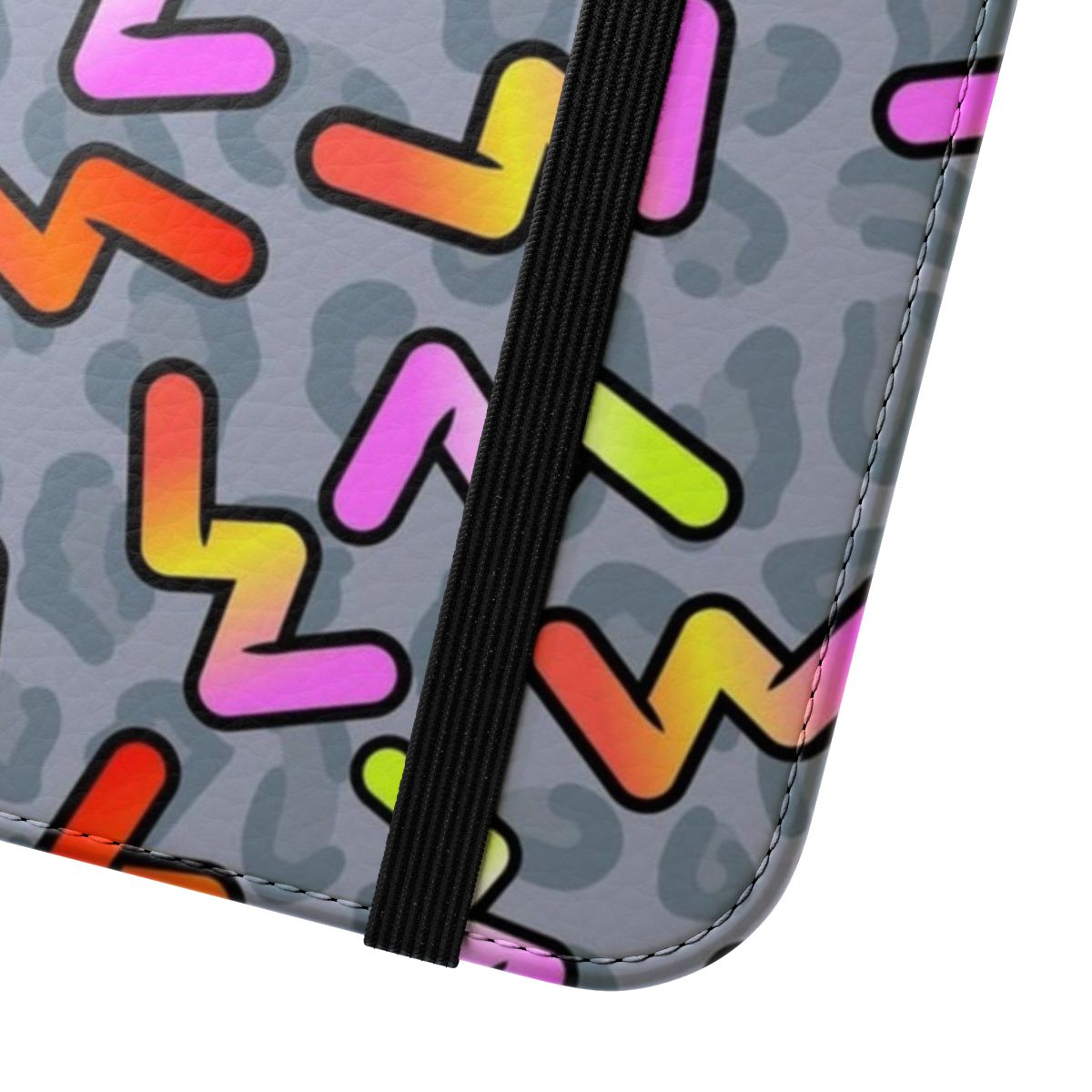 A stylish 90s-themed phone case featuring a vibrant pattern, inspired by Formula 1 driver Daniel Ricciardo. - Close Up