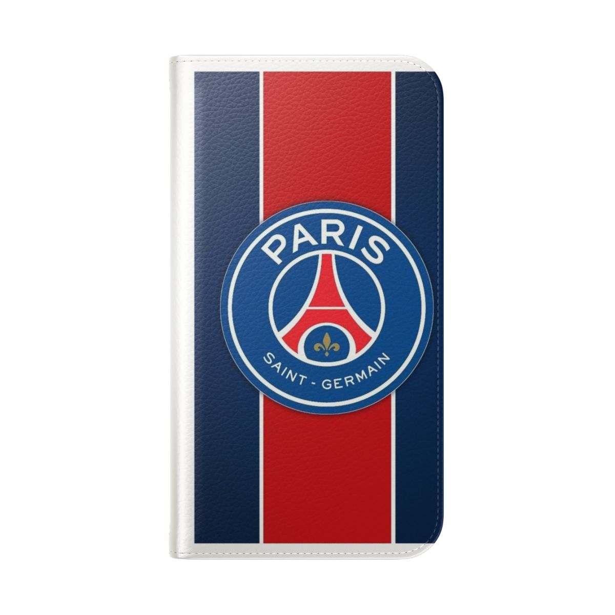 Paris Saint Germain-themed flip phone case with club logo - Folded Back