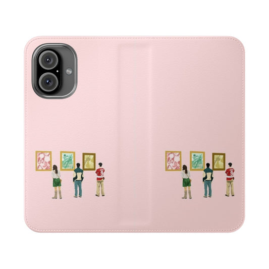 Retro flip cover phone case featuring a pastel artwork inspired by the iconic 1980s film Ferris Bueller's Day Off.