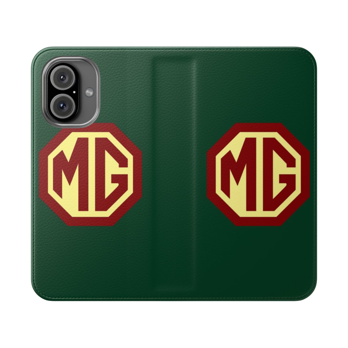 Retro MG flip cover phone case with classic car design