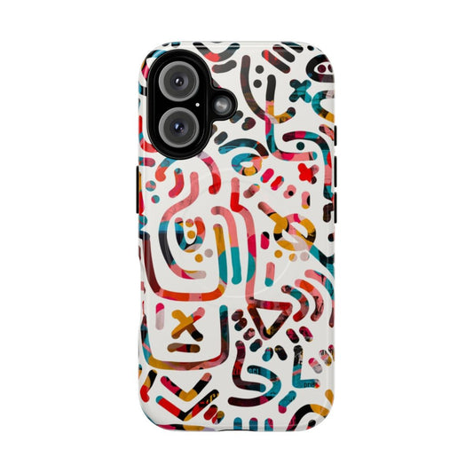 Graffiti-inspired magnetic phone case with abstract urban artwork