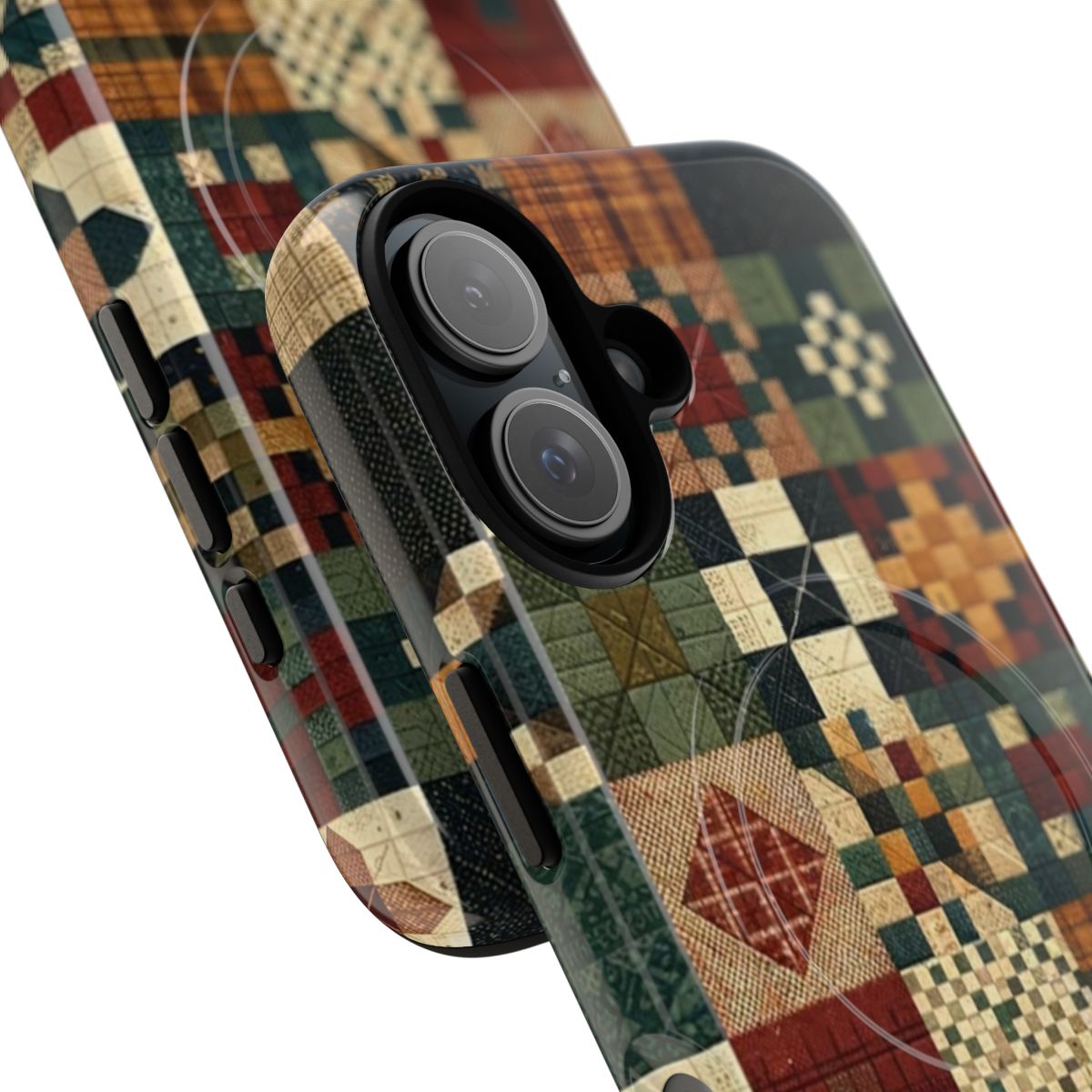 Autumn patchwork pattern magnetic tough phone case - Detail