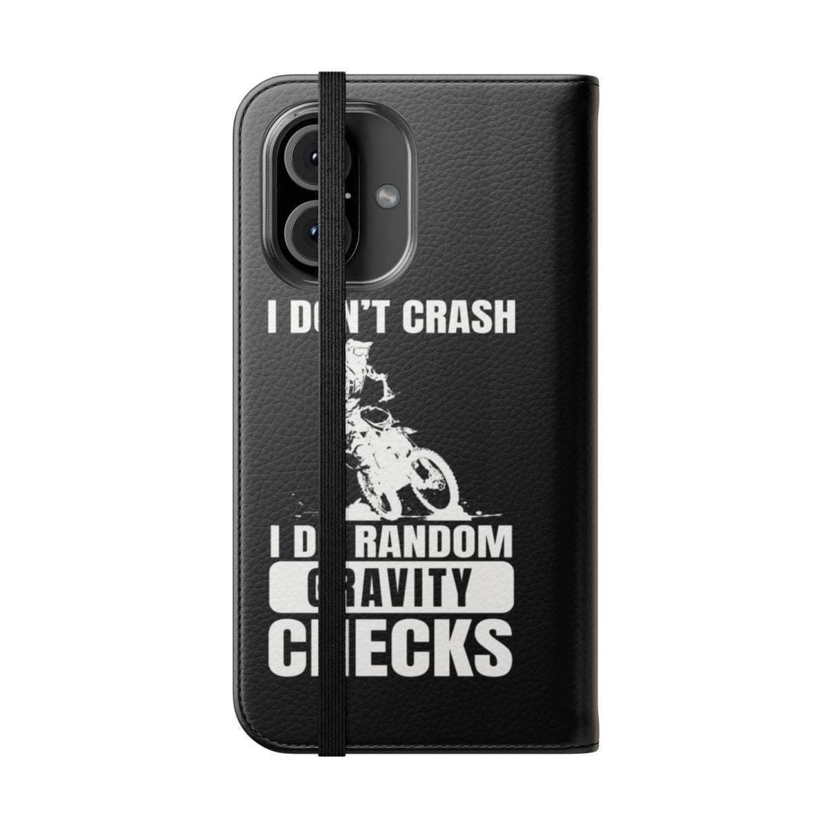 Dirt bike motocross themed funny flip cover phone case with graphic design - Folded Front