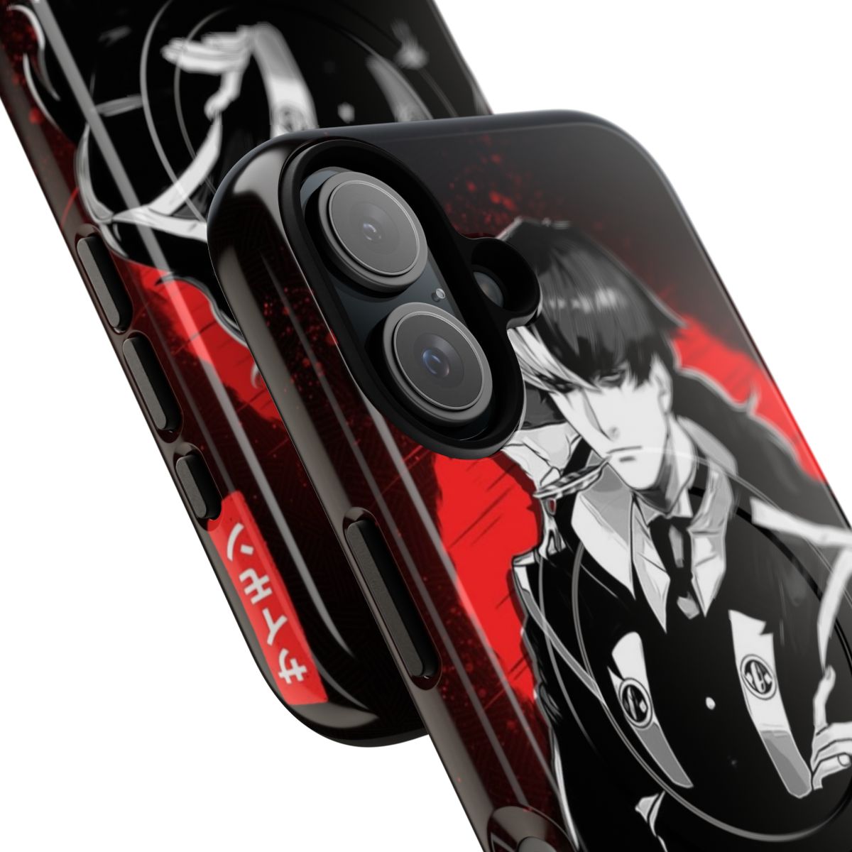 Magnetic tough phone case featuring a chibi design inspired by the Ace Attorney video game series - Detail