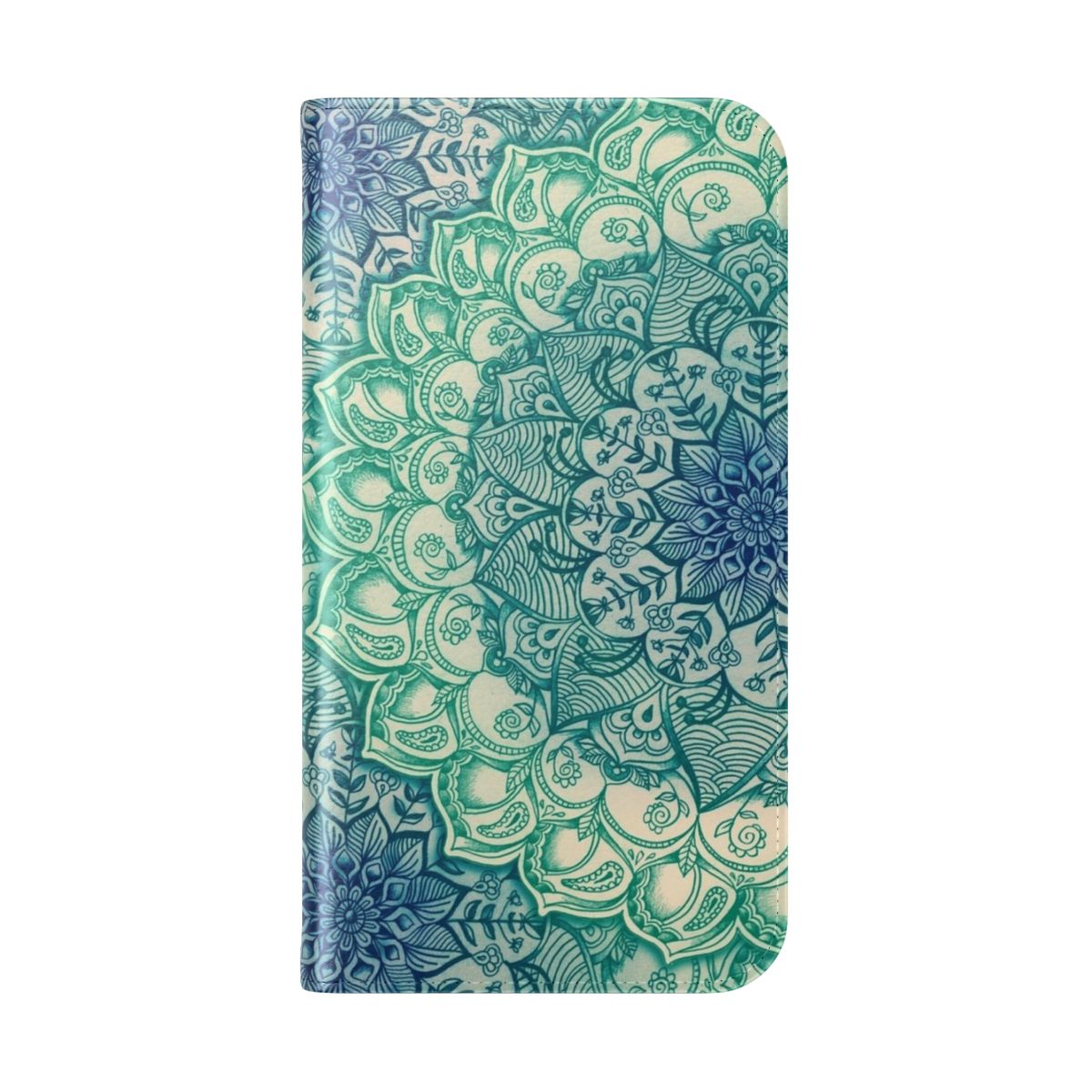 Emerald doodle pattern phone case with a bohemian, zen-inspired design. - Folded Back