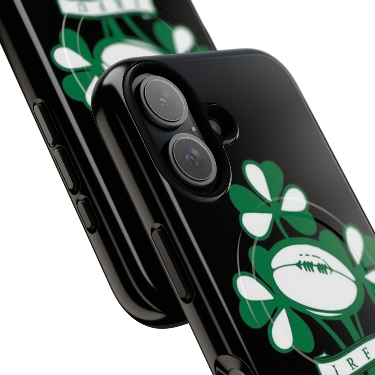 Artistic phone case featuring the Ireland rugby union symbol and pop art design - Detail