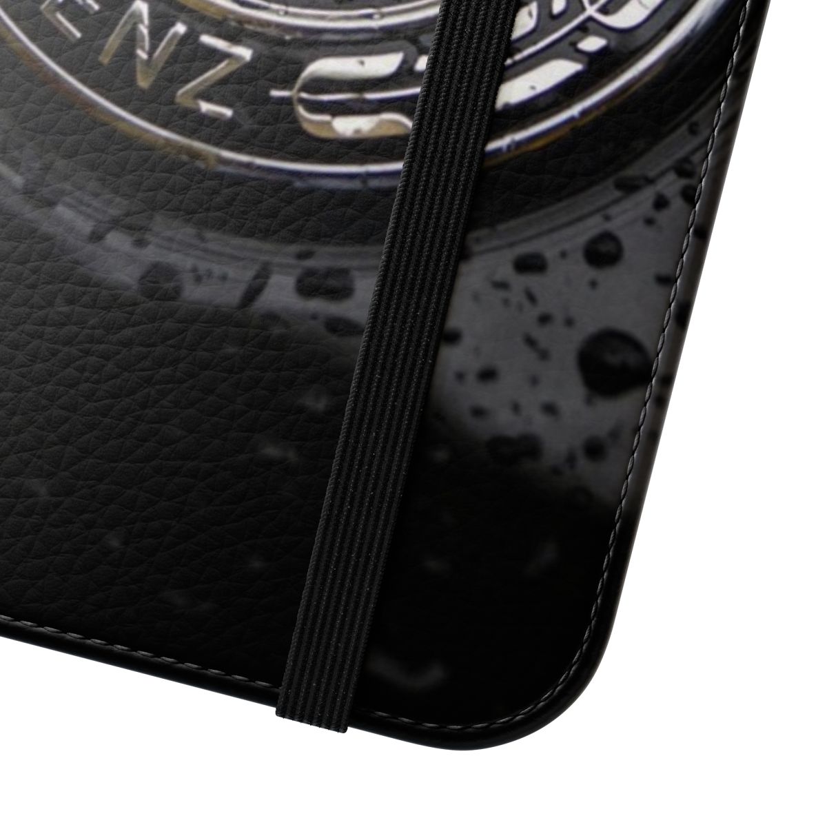 Sleek and stylish flip cover phone case featuring the iconic Mercedes-Benz logo - Close Up