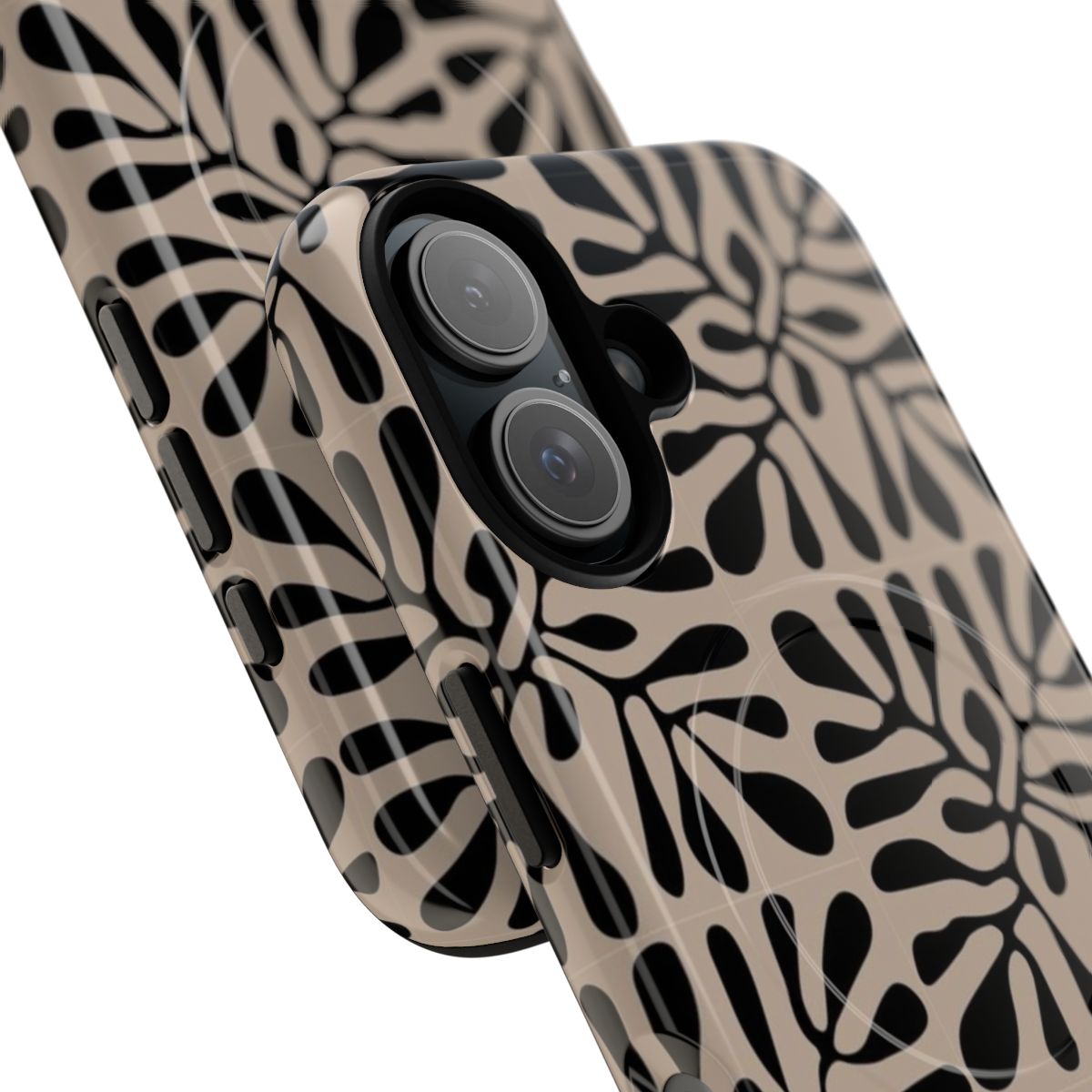 Abstract phone case featuring a colorful Matisse-inspired cutout design. - Detail