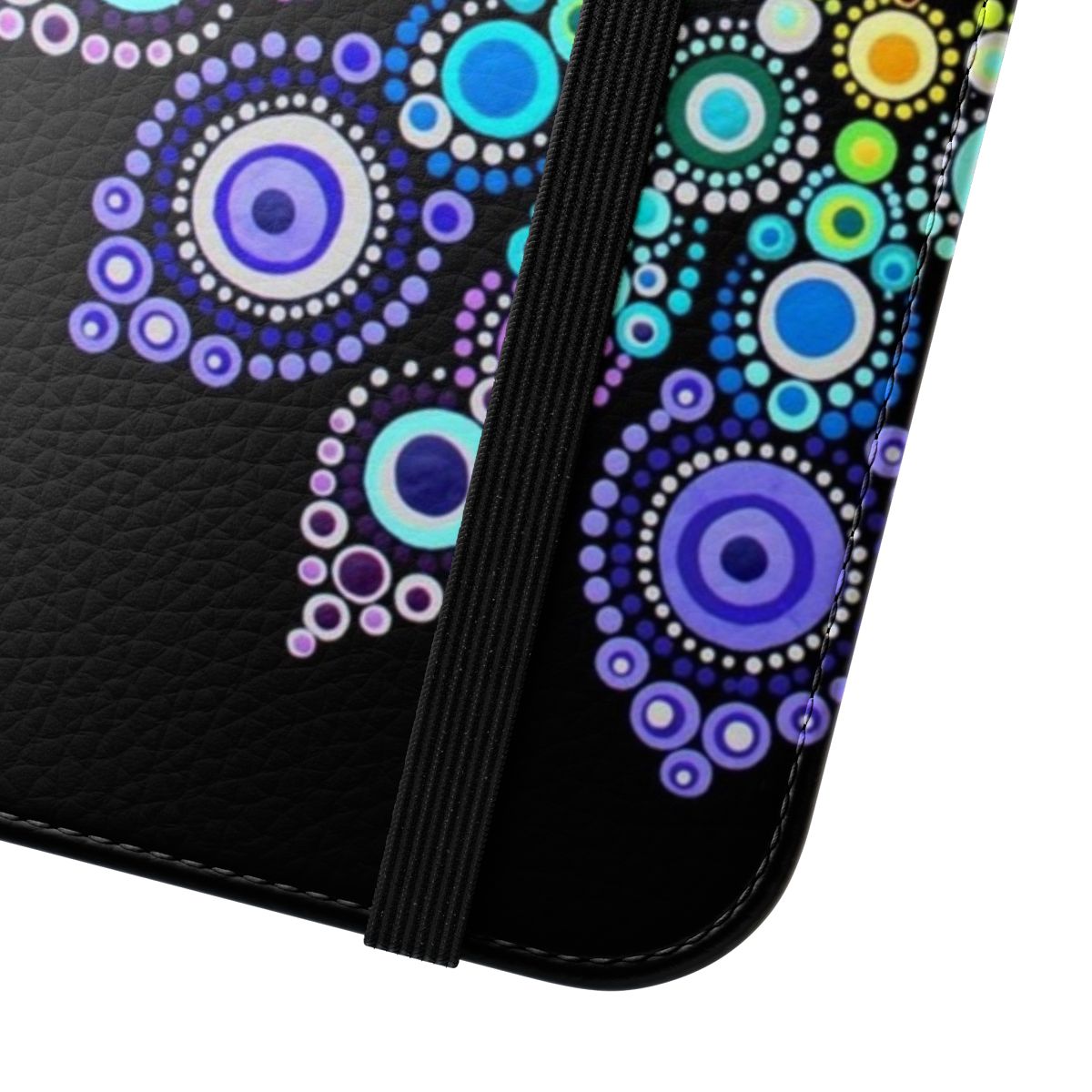 Colorful rainbow mandala design on a phone case - Close Up