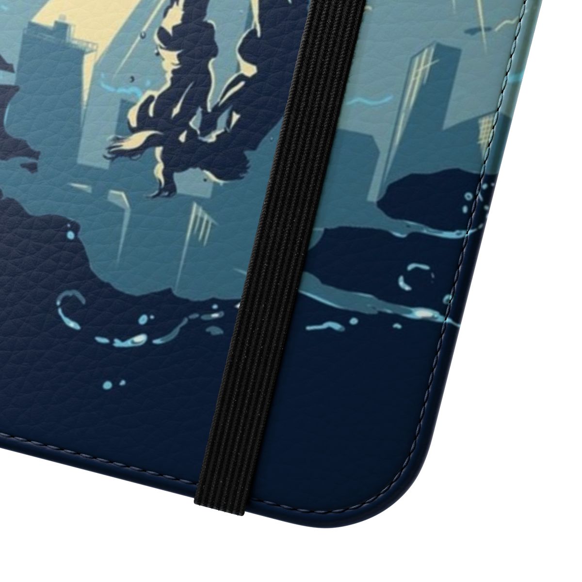 Flip phone case featuring weather and anime-inspired artwork - Close Up