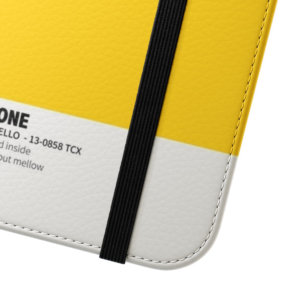 Vibrant yellow flip phone case with Pantone color design - Close Up