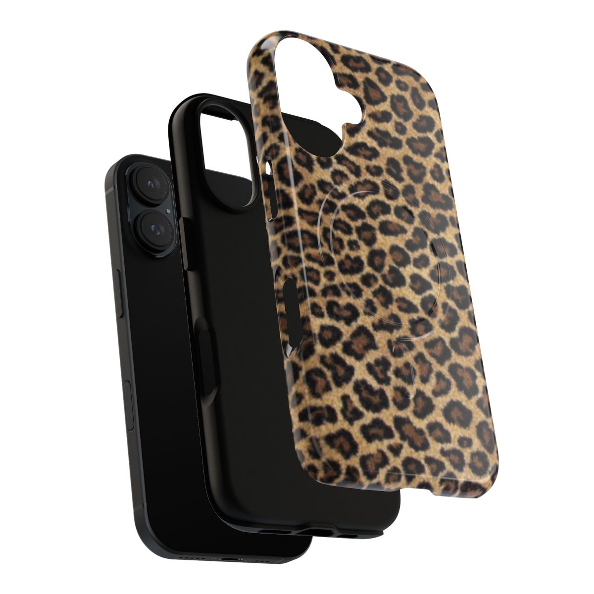 Leopard print phone case with magnetic tough design - Layers