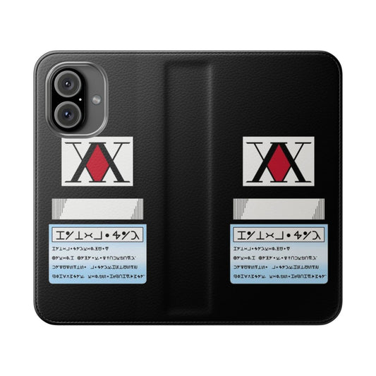 Anime design flip cover phone case featuring Hunter X Hunter inspired artwork