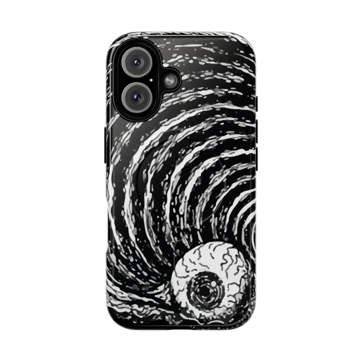 Spiral magnetic phone case with creepy Japanese art design