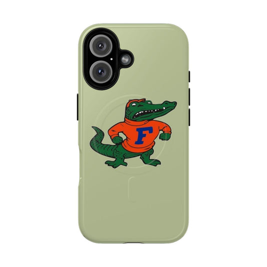 Magnetic phone case featuring a Florida alligator design, perfect for baseball team supporters.