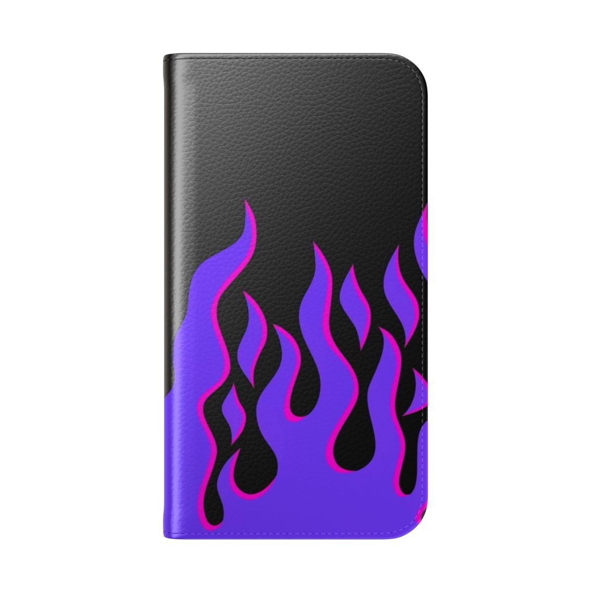 Purple and pink flame-patterned flip cover phone case - Folded Back