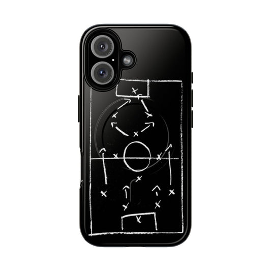 Magnetic tough phone case with soccer/football tactics design