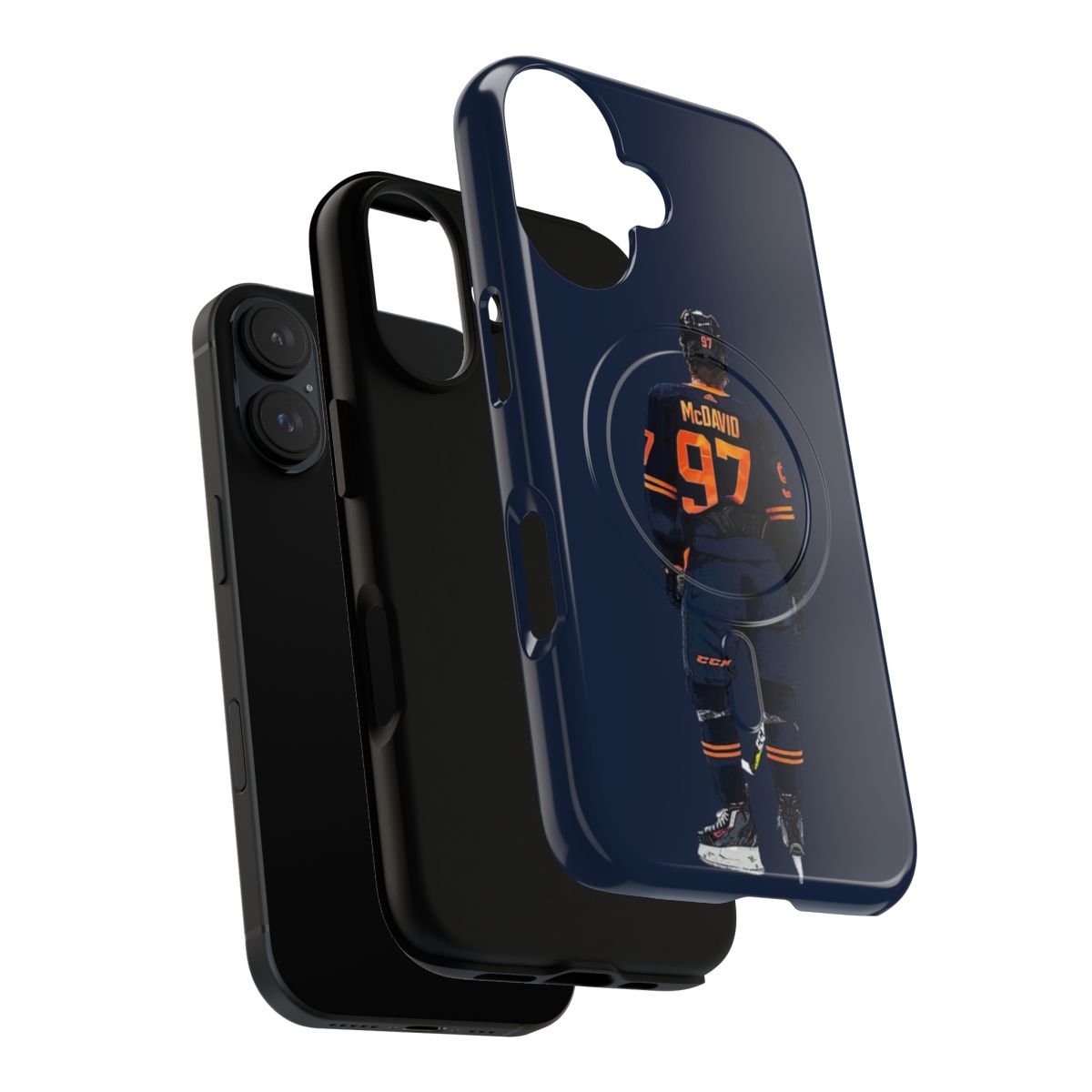 Magnetic and tough phone case featuring the Edmonton Oilers logo and colors - Layers