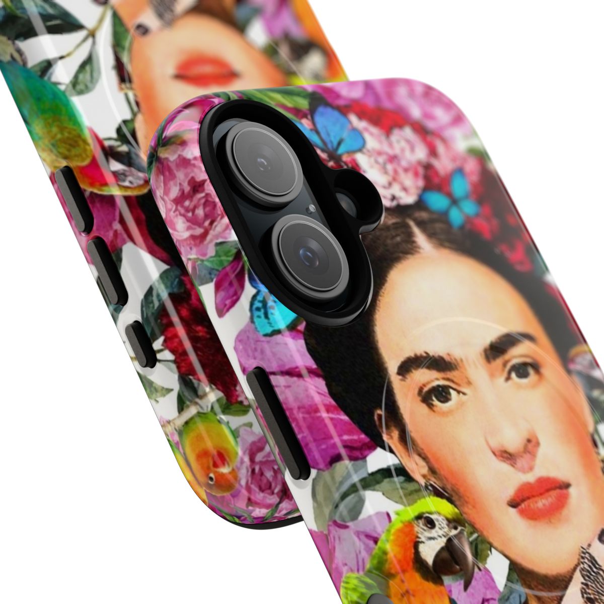 Colorful Frida Kahlo-inspired phone case with floral and nature motifs - Detail