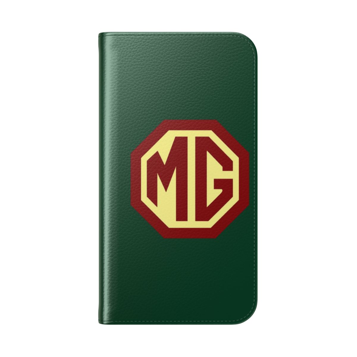 Retro MG flip cover phone case with classic car design - Folded Back